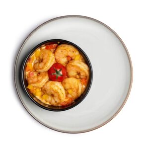 Scampi diabolique met een garnituur van paprika